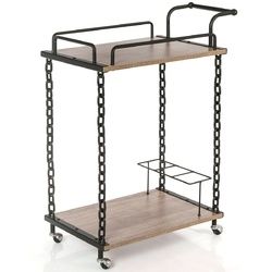 2-Tier Rolling Kitchen Bar Serving Cart