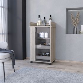 Willow Park Glass Door Bar Cart with Bottle Holder and Casters Light Gray