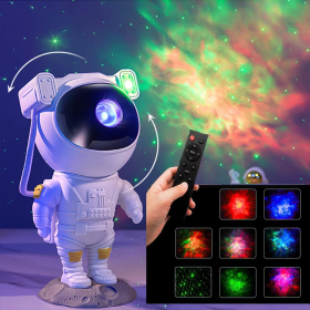 Astronaut Projector Galaxy Starry Sky Night Light with Timer and Remote, Gift for Kids Children,White