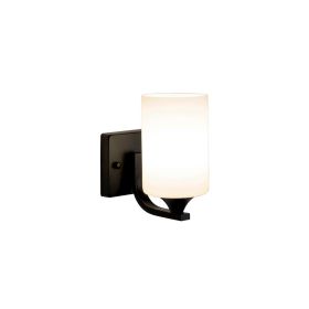 Black Wall Sconces Matte White Glass Shade, Indoor LED Wall Mount Lamp for Bedroom Farmhouse Bedside Wall Lamps, American Modern Style