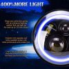 DOT Approved 7 inch LED RGB Headlight,7" Round DRL Headlamp Flashing RGB Angel Eye Halo Ring+ 4" LED Fog Lights Bluetooth Controlled for 1997-2017 TJ