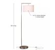 Contemporary 60" Satin Nickel LED Arc Floor Lamp with White Fabric Drum Shade