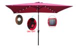 10 x 6.5t Rectangular Patio Solar LED Lighted Outdoor Umbrella with Crank and Push Button Tilt for Garden Backyard Pool Swimming Pool Burgundy RT