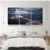 3 Panels Framed Bridge Above Ice Sea Canvas Wall Art Decor,3 Pieces Mordern Canvas Decoration Painting for Office,Dining room,Living room, Bedroom Dec