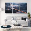 3 Panels Framed Bridge Above Ice Sea Canvas Wall Art Decor,3 Pieces Mordern Canvas Decoration Painting for Office,Dining room,Living room, Bedroom Dec