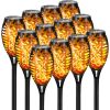 4/8/12pcs/pack Solar Outdoor Lights, 12LED Solar Torch Lights With Flickering Flame For Garden Decor, Mini IP65 Waterproof Landscape Flame Lights For