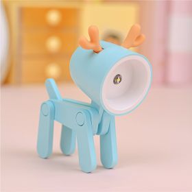 Mini Cute Animal Pet Dogs Deer Designer Led Night Light Table Lamp Kids Toys Gift For Birthday/Easter/Boy/Girlfriends (Items: Deer, Color: Blue)