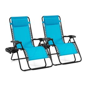 Outdoor Chaise Lounge Chair with Cup Holder (Color: Blue, Type: Chaise Lounge)