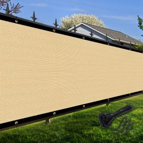 Artpuch Privacy Fence Screen Sand Customized Outdoor Mesh Panels for Backyard, Balcony,Patio,Construction Site with Zip Ties (Color: Sand, size: 3x211 ft)