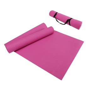 Yoga Mat with Carrying Strap for Yoga, Pilates, and Floor Exercises (Color: Pink)