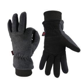 OZERO Winter Gloves -30¬∞F Cold Proof Deerskin Suede Leather Insulated Water-Resistant Windproof Thermal Glove for Driving Hiking Snow Work in Cold We (Color: Grey-Black-M)