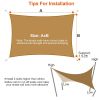 Rectangle Shade Sails Top Canopy 98% UV Block Awning Shelter 185GSM HDPE Patio Cover with Snap Hooks Ropes for Outdoor Garden Backyard