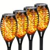 4/8/12pcs/pack Solar Outdoor Lights, 12LED Solar Torch Lights With Flickering Flame For Garden Decor, Mini IP65 Waterproof Landscape Flame Lights For