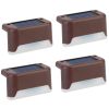 4Pcs Solar Powered LED Step Lights Outdoor IP55 Waterproof Dusk To Dawn Sensor Fence Lamps